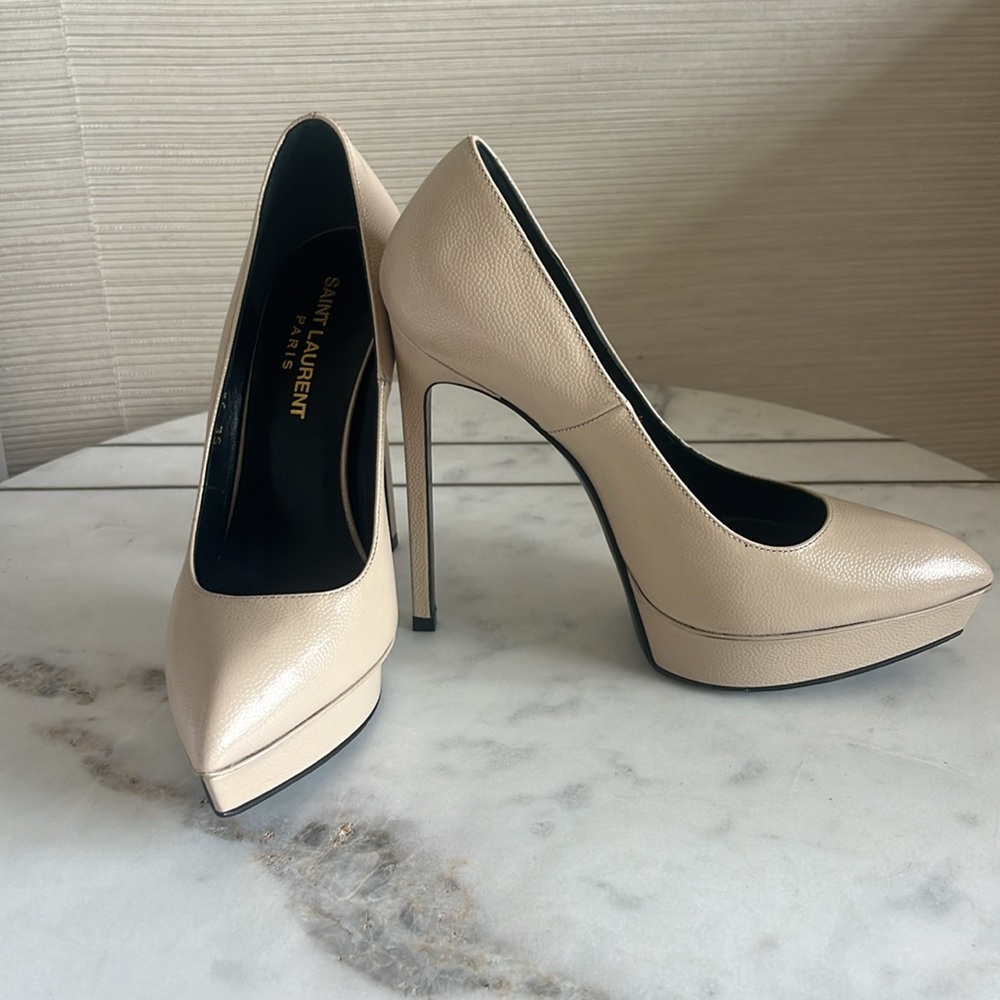 New YSL Saint Laurent Nude tan Women's Heels 35, 5/5.5 Platform pumps heels